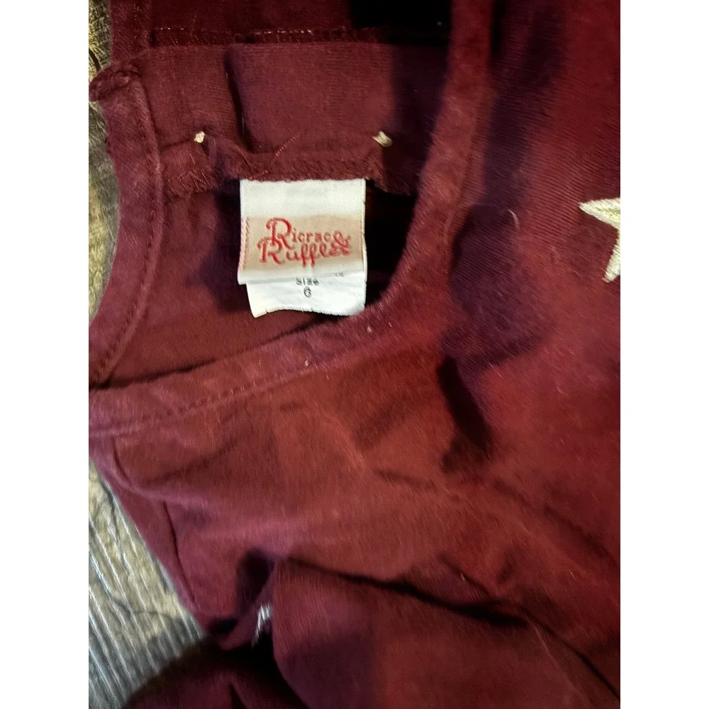 Ricrac & Ruffles Kids Girls Burgundy‎ Christmas Tree Dress Size 6